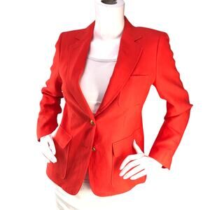 J Crew Womens Petite Size 6P Blazer Rhodes Jacket Bright Orange Gold Buttons